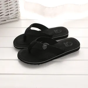 Herren Sommer schwarze Zehentrenner rutschfeste Strand Sandalen Freizeit Schuhe.