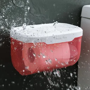 Portarrollos de papel higiénico de pared impermeable caja de pañuelos transparente baño estante