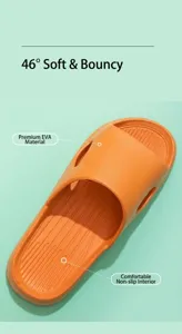 Orange EVA home slippers detail view, soft and anti-slip sole design for indoor comfort.