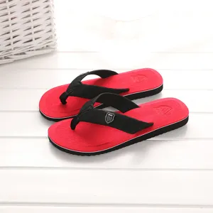 Herren Sommer Zehentrenner rot schwarz Badeschuhe rutschfest Freizeit Schuhe Detail Ansicht