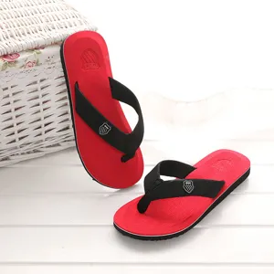 Herren Sommer Zehentrenner rot schwarz rutschfeste Strand Sandalen Freizeit Badeschuhe neu
