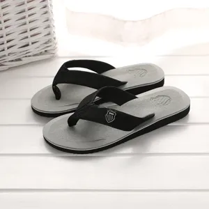 Herren Zehentrenner Sommer Badeschuhe Strand Sandalen rutschfest grau schwarz Hausschuhe