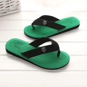 Herren Sommer Freizeit Flip Flops rutschfeste Badesandalen in gruen schwarz Detail Ansicht