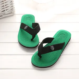 Herren Sommer rutschfeste Zehentrenner Strandsandalen grüne Schuhe mit schwarzen Riemen