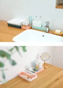 Plastic desktop cosmetic storage box, rectangular drawer partition organizer for makeup table.