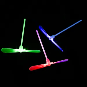 LED flashing bamboo dragonfly flying toy colorful glowing plastic rotorcopter for kids outdoor fun 1pc
