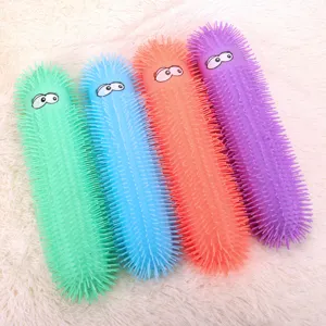 Gran juego de juguetes antiestrés de oruga espinosa, juguete sensorial elástico con ojos para niños.