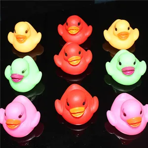 LED glowing bath duck toys, colorful water activated floating flashing rubber ducks for babies kids.