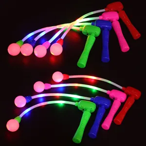 Details of colorful LED light-up swinging sticks, flashing glow toys with flexible tube.