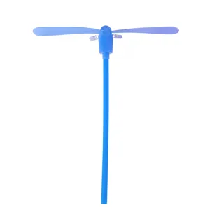 Blue flashing bamboo dragonfly toy, luminous plastic flying toy for outdoor fun and party.