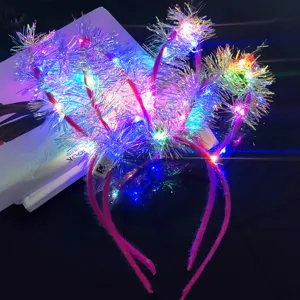 Luminous tinsel rabbit ear headband LED glowing hair hoop for kids party festival gifts