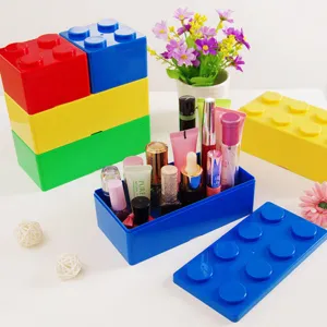 Stackable Building Block Storage Box Plastic Desktop Stationery Organizer Case Multipurpose Storage Container For Office Supplies
