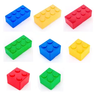 Colorful building block storage box, plastic desktop organizer for office supplies and small items.