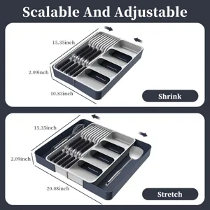 Organizador de cajon de cocina extensible bandeja para cubiertos caja de almacenamiento