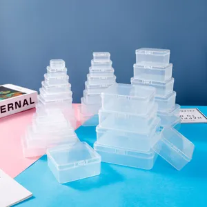 Clear transparent plastic storage box square and rectangular organizer containers for small items.