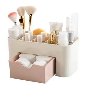 Plastic desktop make-up organizer met lade opbergdoos voor cosmetica en sieraden.