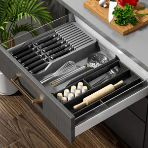 Organizador de cajón de cocina para cubiertos, cuchillos y utensilios. Mantén tu cocina ordenada.