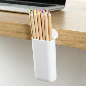 Organizador de escritorio adhesivo blanco minimalista portalápices montado para oficina