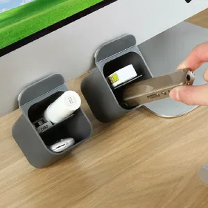 Adhesive desk organizer multi-functional pen holder storage box for office computer desktop.