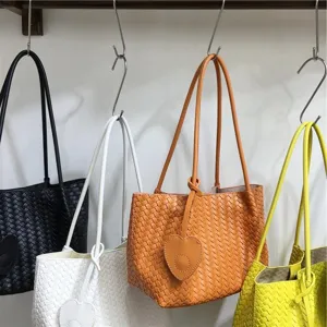 Woven leather tote bag underarm handbag fashion chic bucket shoulder bag stylish daily purses