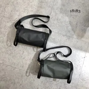Nylon cylinder crossbody shoulder bag solid dark style casual daily student phone bag