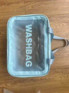 Transparante waterdichte reiscosmetische wastas met handvat, grote capaciteit draagbare tas.