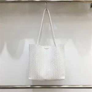 White woven tote bag for women large capacity shoulder bag summer casual fashion designer style