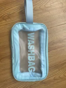 Transparante Toiletzak Waterdichte Make-up Tas Draagbare Cosmetische Tas Lichtblauw