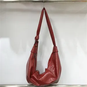 Retro soft leather pleated dumpling shoulder bag casual slouchy hobo bag for daily wear