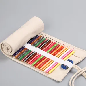 Leinwand aufrollbare Stiftetasche mit Buntstiften Halter, tragbarer Briefpapier Organizer.