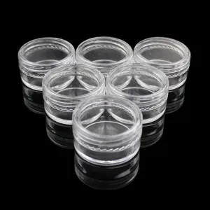 Clear plastic cosmetic sample jars, 5g small empty containers with screw lids for glitters and creams.