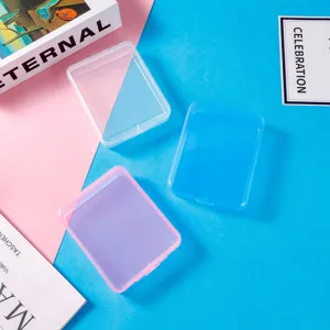 Transparent Plastic Storage Box Portable Small Square Container For Makeup Puff False Eyelashes Cotton Swabs Organizer