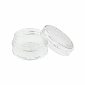 Transparent Plastic Cosmetic Sample Jar Cylindrical Empty Container With Flat Bottom Cover For Glitter Sequin Storage