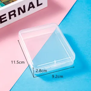 Transparent plastic storage box detail, compact rectangular container with secure lid.