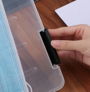 Scatola di archiviazione per documenti A4 in plastica trasparente con fibbia nera