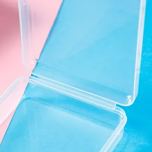 Clear plastic storage box detail showing transparent empty container and hinged lid design.