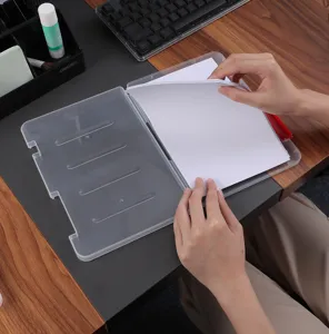 Scatola porta documenti A4 in plastica trasparente, cartella organizer portatile per ufficio.