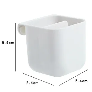 White desktop storage pen holder organizer box with divider and hook for office use.