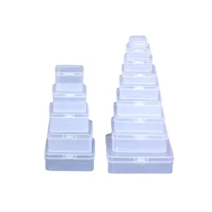 Clear plastic storage boxes, multi-size stackable transparent containers for accessories.