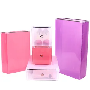 Clear plastic stackable shoe storage boxes drawer type containers for boots heels