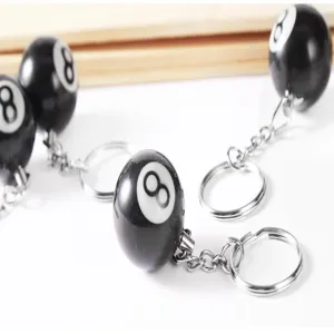 Schwarzer 8-Ball Schlüsselanhänger Metallring Billard Anhänger Geschenk Souvenir Neu