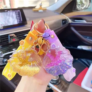 Acryl Treibsand Flüssigkeit Schlüsselanhänger Süße Muschel Seestern Schwimmende Flasche Tasche Anhänger Cartoon Stil Schlüsselring Geschenk