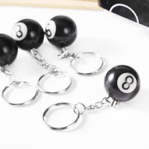 Schwarz 8 Ball Schlüsselanhänger Harz Billard Schlüsselring Sport Souvenir Tasche Anhänger Auto Schlüssel Zubehör Für Männer Frauen