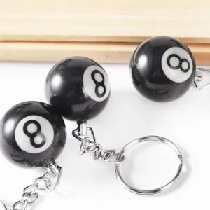 Schwarzer 8-Ball Schlüsselanhänger 25mm Billard Kugel Metall Ring Anhänger Geschenk Neu
