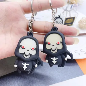 Halloween leuchtender Sensenmann Schlüsselanhänger Totenkopf Taschenanhänger gruseliges Geschenk