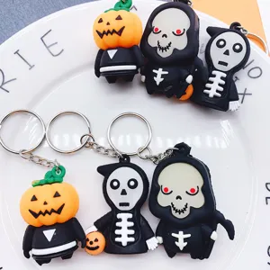Halloween leuchtender Schlüsselanhänger Kürbis Skelett Harz Auto Tasche Schlüsselring