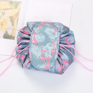 Portable Travel Drawstring Cosmetic Bag Waterproof Nylon Lazy Makeup Storage Pouch Organizer For Women