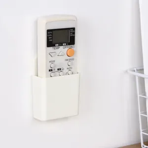 Soporte de pared blanco para control remoto pequeña caja de almacenamiento de plástico