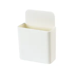 Caja de almacenamiento de pared de plástico blanco para control remoto y teléfono