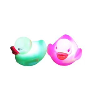 LED water sensing glowing duck toy, floating color changing flashing bath duck for kids.